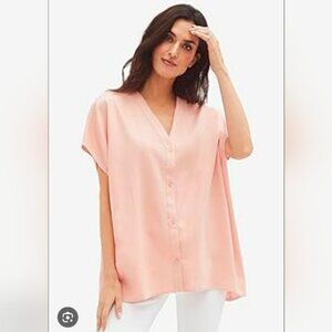 Ellos Women's Linen Blend Summer Button Up Dolman Sleeves Loose Top sz 22/24 New